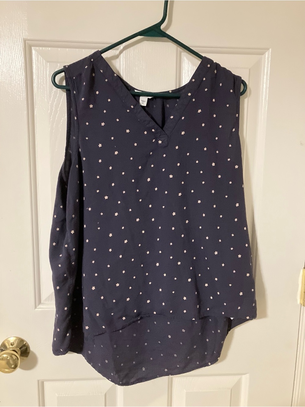Sonoma Navy Sleeveless Flower-Print Top